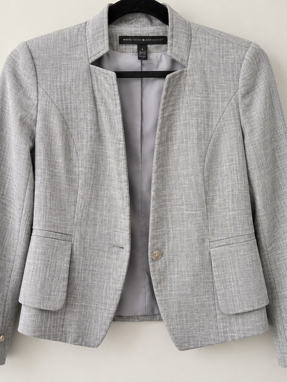 WHBM Gray Textured Tailored Blazer Jacket Womenβs Size 4